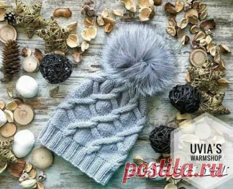 Детская шапочка спицами узором ромбы