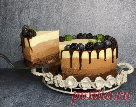 Обалденно вкусный торт «Три шоколада»