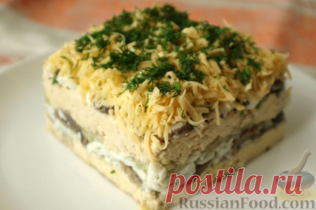 Рецепт: Слоеный салат "Нежность" на RussianFood.com
