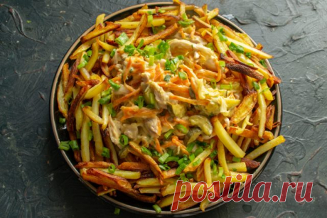 Салат с жареной морковью, курицей и картофелем. Пошаговый рецепт с фото — Ботаничка.ru