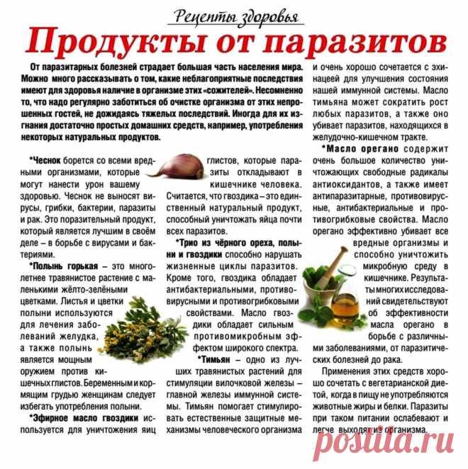 Продукты от паразитов