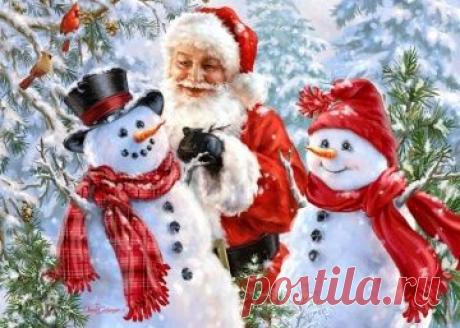 арт.21338 Алмазная мозаика &quot;Санта и снеговики&quot; [размер 60*45 см.] - 2810 руб. - под заказ