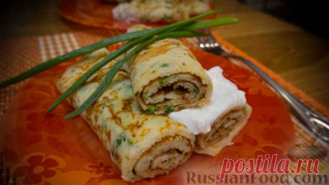 Рецепт: Блинчики с сыром и зеленью на RussianFood.com