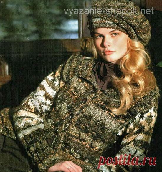 Объемный берет спицами и жакет | ВЯЗАНИЕ ШАПОК: женские шапки спицами и крючком, мужские и детские шапки, вязаные сумки