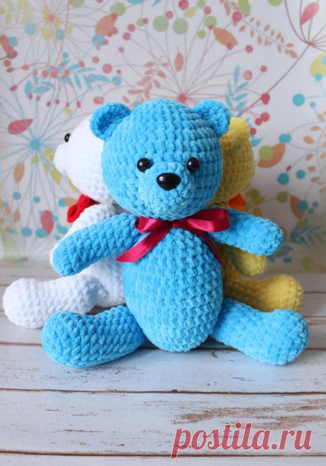 PDF Плюшевый Мишка крючком. FREE crochet pattern; Аmigurumi animal patterns. Амигуруми схемы и описания на русском. Вязаные игрушки и поделки своими руками #amimore - большой медведь, плюшевый медвежонок, мишка из плюшевой пряжи.