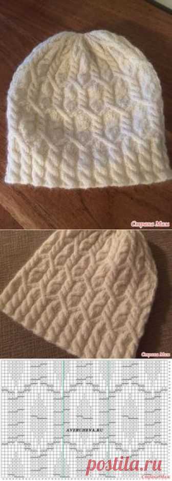 Шапка спицами 'Снежная Королева'