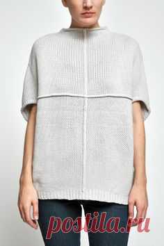 boxy pullover with folded construction to form the armholes and center front seam