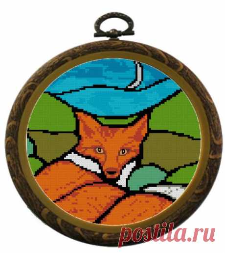 Mandala Mosaic Modern Fox Cross Stitch Pattern PDF Embroidery | Etsy