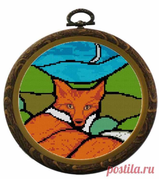 Mandala Mosaic Modern Fox Cross Stitch Pattern PDF Embroidery | Etsy