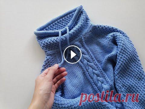 Ложная кеттлевка. Аккуратная горловина при вязании сверху. Использую данный способ при вязании сверху. Горловина выглядит очень аккуратно....