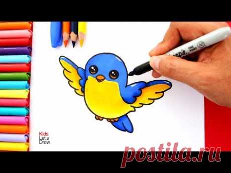 Cómo dibujar un PAJARITO VOLANDO de manera fácil | How to Draw a Cute Birdie flying easy