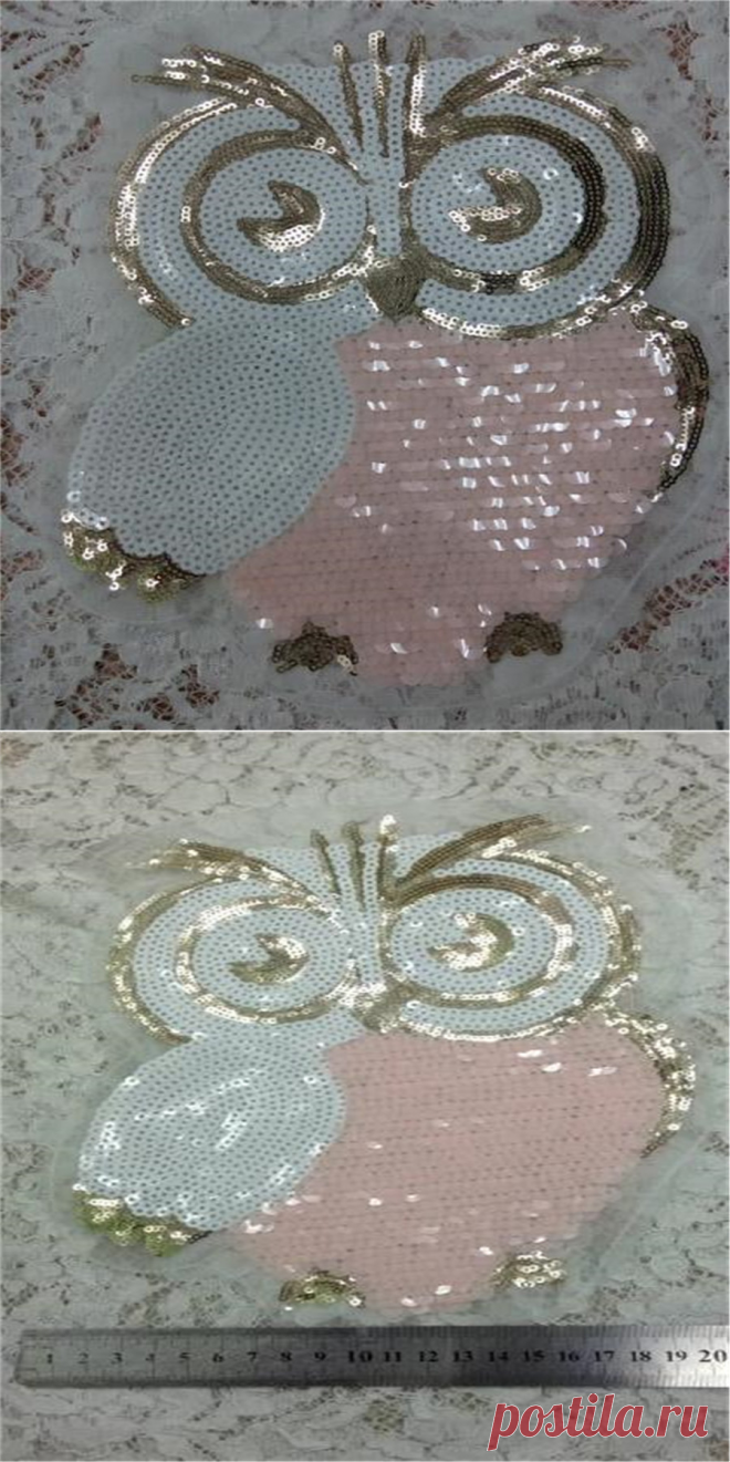 1 шт. Мода Конструкции 22 см Сова Логотип Вышитые Патчи Одежды Блестки Патч DIY Исправления Мотив Аппликация Птица Бесплатная Доставка купить на AliExpress