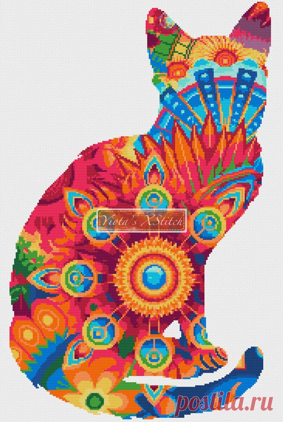 Mandala cat No1 counted cross stitch kit Mandala cat No1 counted cross stitch kit. Counted cross stitch kit with whole stitches only. Kit contains: Cross stitch pattern Fabric - see options available Threads pre-wound on plastic card bobbins Needle Instructions