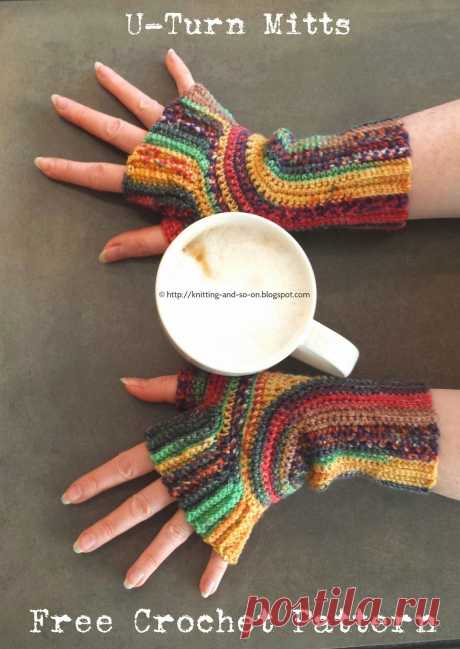 Knitting and so on: Crochet U-Turn Mitts