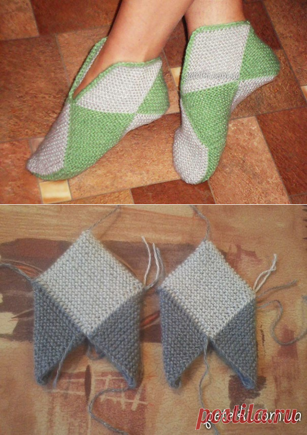 Вязание для начинающих. Тапочки из квадратов. Как вязать