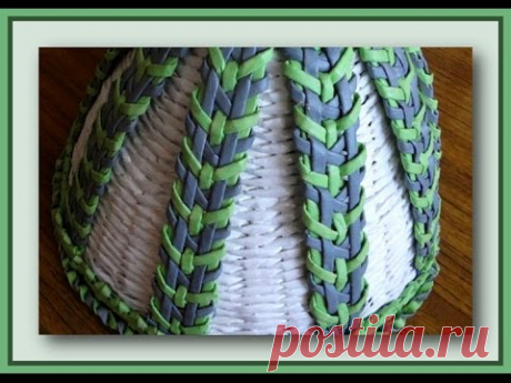 Плетение полоски из газетных трубочек - Часть 3 / Weave the strips of newspaper tubes - Part 3 - YouTube