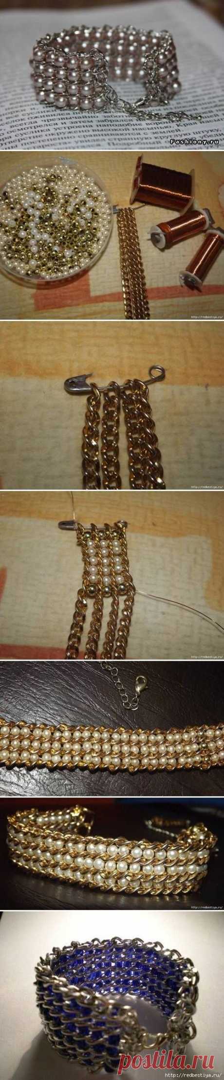 (38) DIY Beads and Chains Bracelet | Бисер