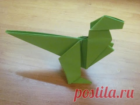 Динозавр из бумаги оригами. Бумажный динозавр. Paper dinosaur origami