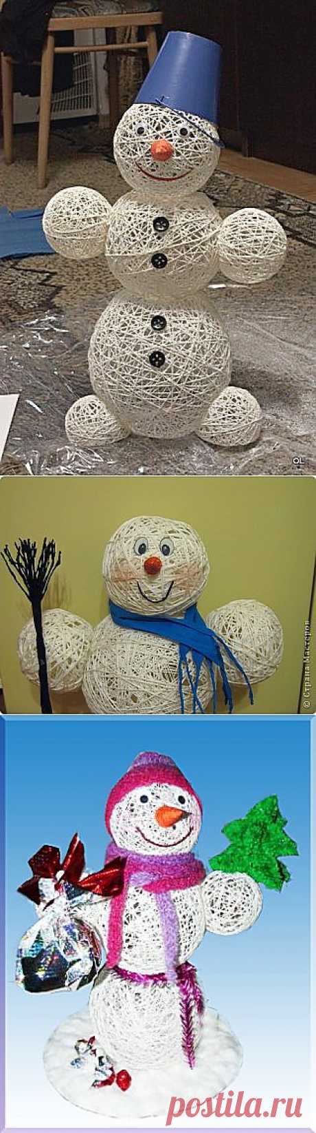 Снеговик из ниток