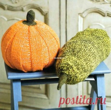 Вязание спицами - подушки &quot;Урожай&quot; ...дачная радость