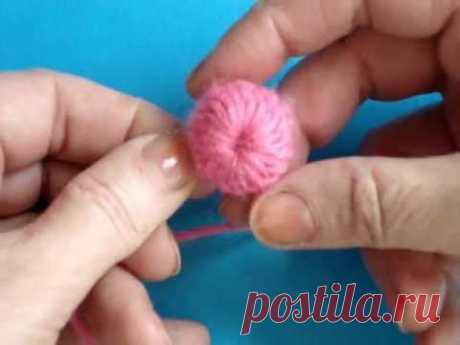 Круглая пуговица. Вязание крючком. Видеоурок..