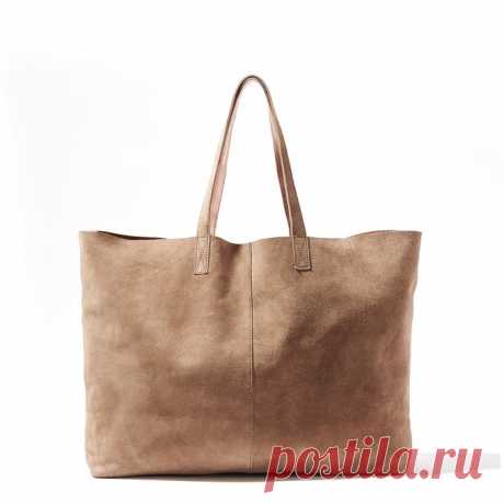 Сумка-шоппер кожаная двусторонняя La Redoute Collections | La Redoute