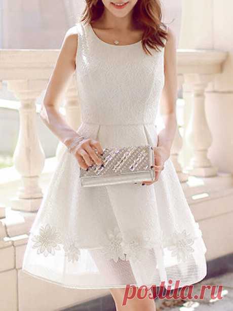 Appliqued Sleeveless Mini Dress