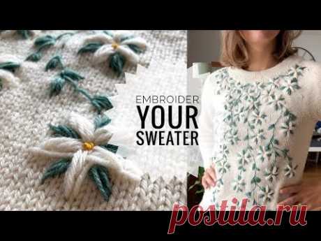 How to embroider on a knitted sweater (UPCYCLE pt.2)