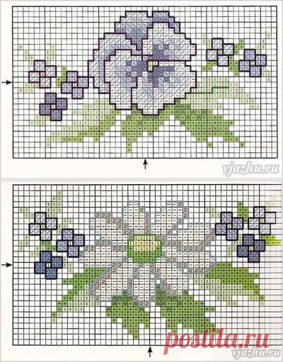 Схемы цветов для скатерти (вышивание).