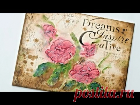Mix Media - róże na blejtramie - tutorial  DIY