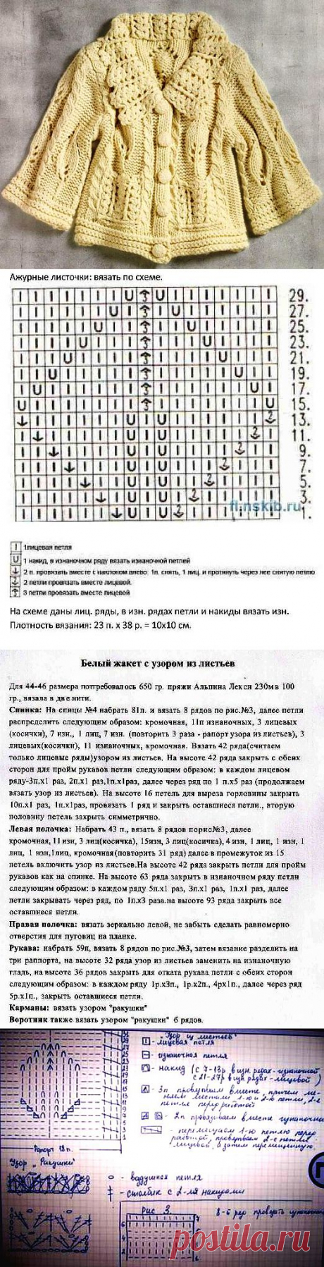 Жакет с узором из листьев - 1 Ноября 2013 - Блог - Вязаные вещи на заказ