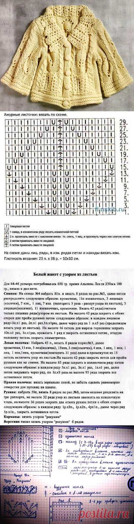 Жакет с узором из листьев - 1 Ноября 2013 - Блог - Вязаные вещи на заказ