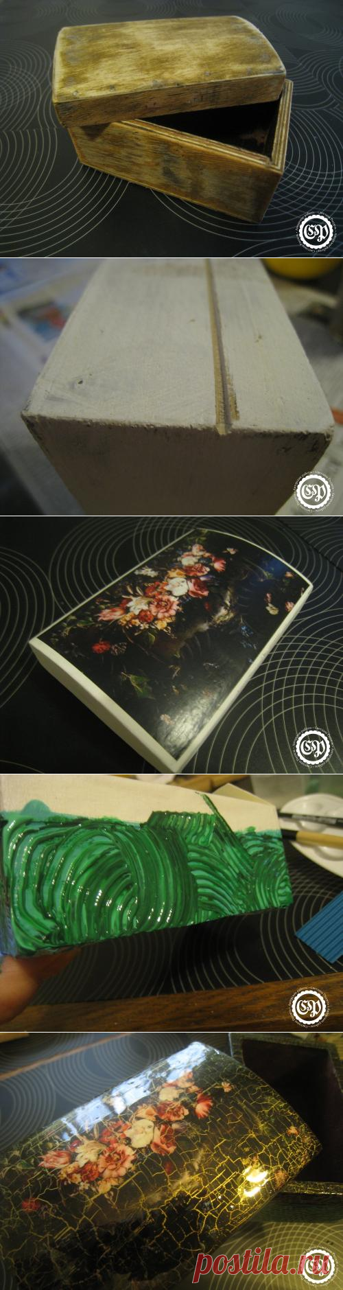 Лаковая шкатулка с «малахитом»-МК+Работа над ошибками