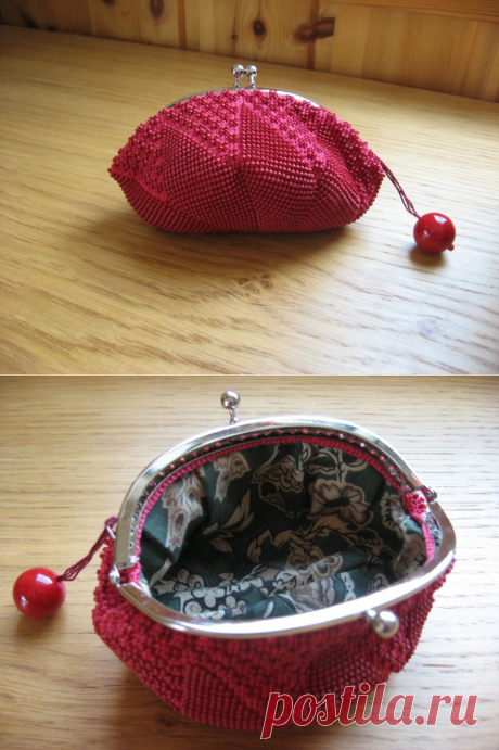 下田直子のビーズ編みのがま口(赤) - 白樺百貨店 - あみものグループ