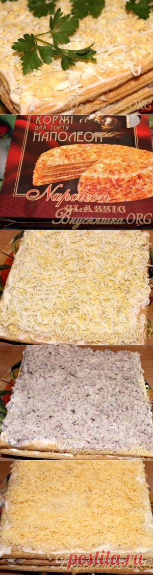 Закусочный торт из коржей для Наполеона. Рецепт с фото
