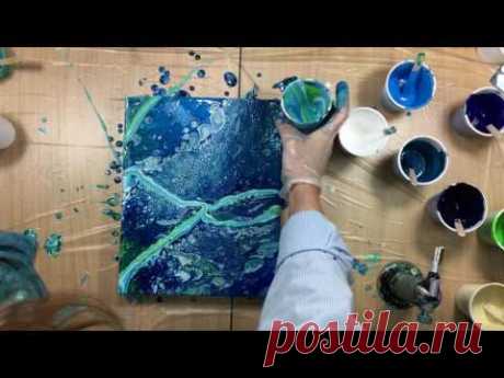 ( 238 ) Acrylic pour with opaque and transparent study
