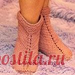 Простые, но интересные тапочки из толстой пряжи, связанные на двух спицах для начинающих вязальщиц!