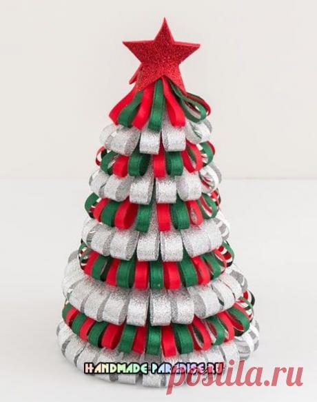 Новогодняя маленькая елочка из ленточек - Handmade-Paradise