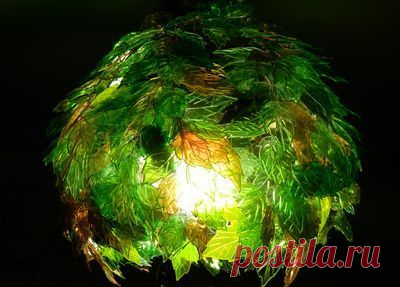 Люстра из пэт бутылок "Березовые листочки"