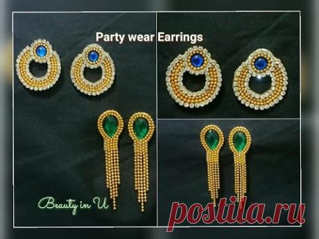 How to make Paper Earrings | Earrings made out of paper | Party wear earrings | DIY - 2