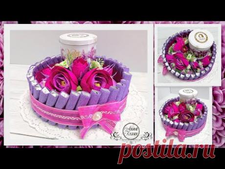 DIY🎂ЯРКИЙ ТОРТИК ИЗ ЧАЯ И ШОКОЛАДА🎂Композиция из конфет своими руками🎂Анна Кохан🎂