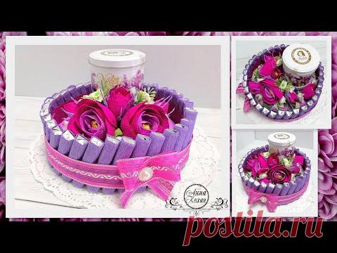 DIY🎂ЯРКИЙ ТОРТИК ИЗ ЧАЯ И ШОКОЛАДА🎂Композиция из конфет своими руками🎂Анна Кохан🎂