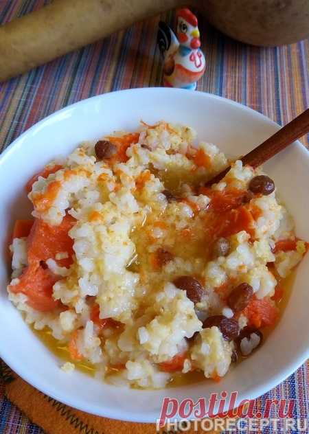Тыквенная каша с медом и изюмом 