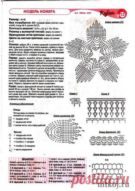 Платье крючком (журнал Клубок) » Ниткой - вязаные вещи для вашего дома, вязание крючком, вязание спицами, схемы вязания