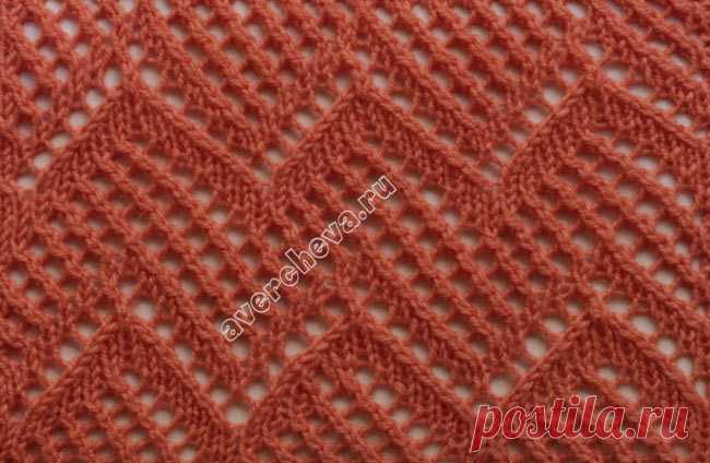 ажурный зигзаг горизонтальный | каталог вязаных спицами узоров