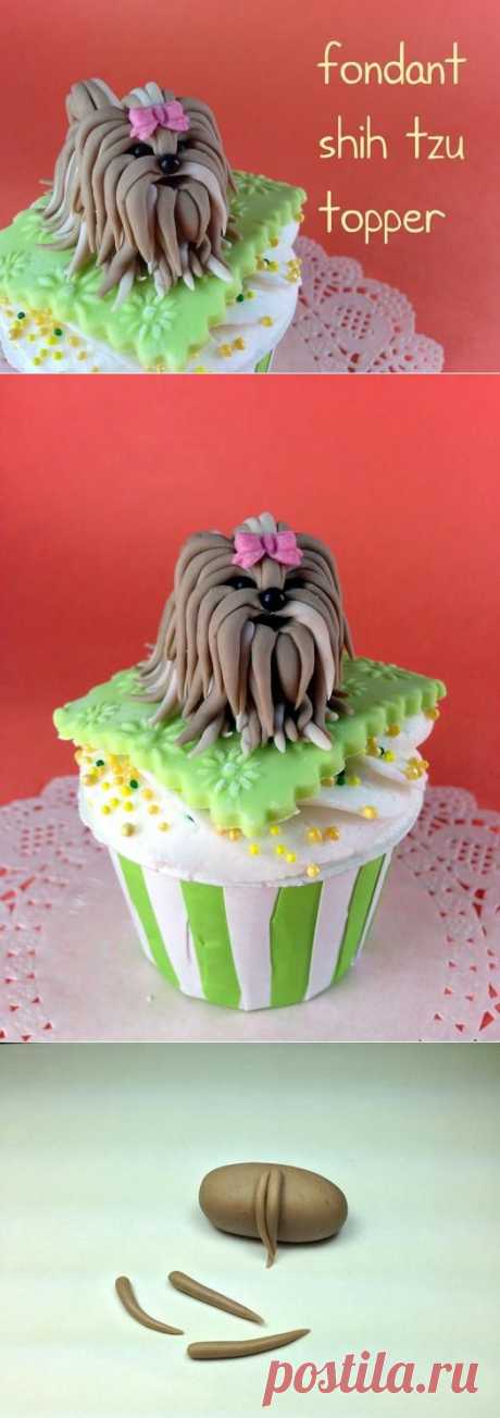 УКРАШАЕМ ТОРТ, СОБАЧКА ИЗ САХАРНОЙ МАСТИКИ.