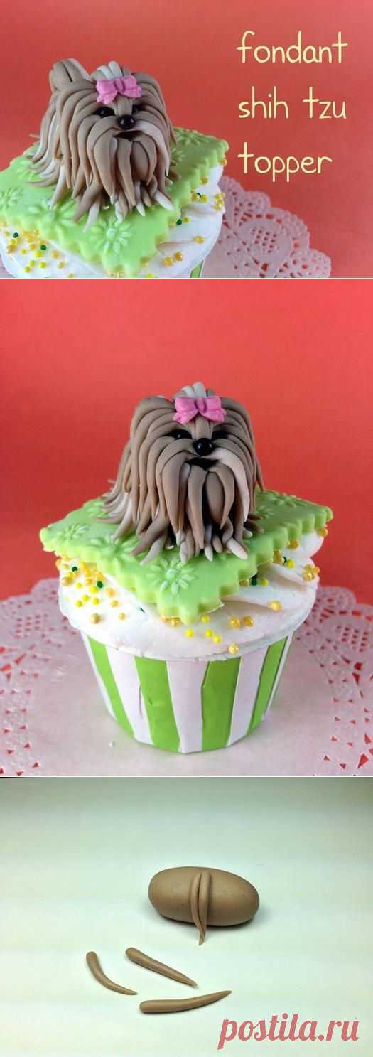 УКРАШАЕМ ТОРТ, СОБАЧКА ИЗ САХАРНОЙ МАСТИКИ.