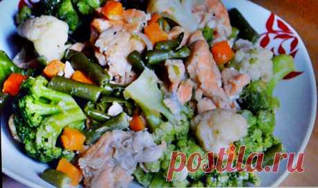 Замороженные овощи с кусочками лосося | ГОТОВИМ ВКУСНО И ПО-ДОМАШНЕМУ