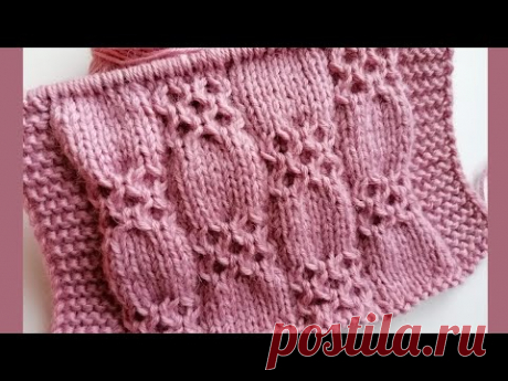 Объемный эффектный узор спицами для шапки, кардигана, пледа