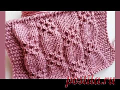 Объемный эффектный узор спицами для шапки, кардигана, пледа